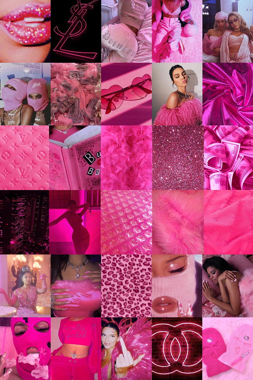 100 Piece Hot Pink Baddie Aesthetic Wall Collage Kit, baddie collage HD phone wallpaper