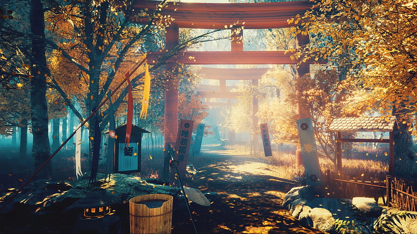애니메이션 일본 풍경, 미적 애니메이션 가을 HD 월페이퍼