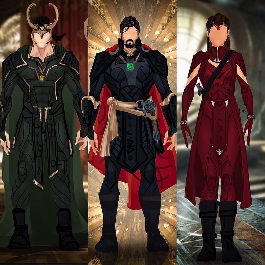 Multiverse Magic Trio Redesigns, loki doctor strange scarlet witch HD phone wallpaper