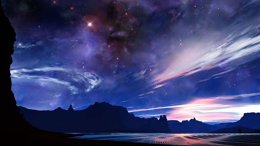Cielo nocturno despejado en el desierto 2321 [1920x1080] para tu, móvil y tableta fondo de pantalla