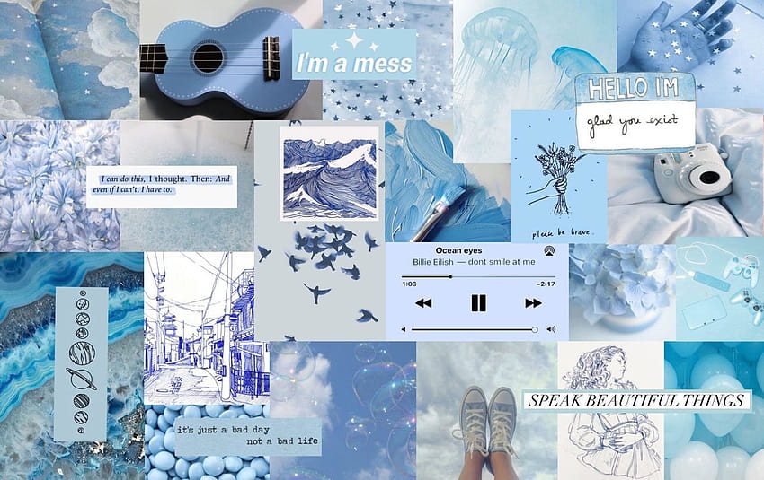 Aléatoire, aesthetic baby blue collage HD wallpaper