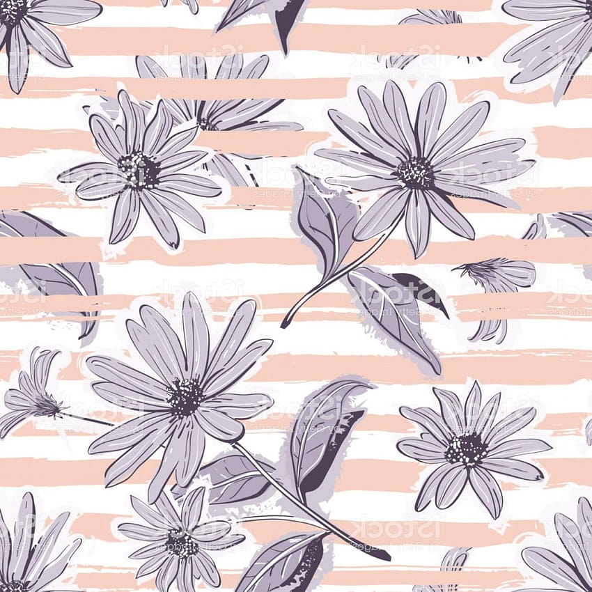 Flower Pattern Seamless Elegant Pastel Striped Backgrounds Vintage HD phone wallpaper