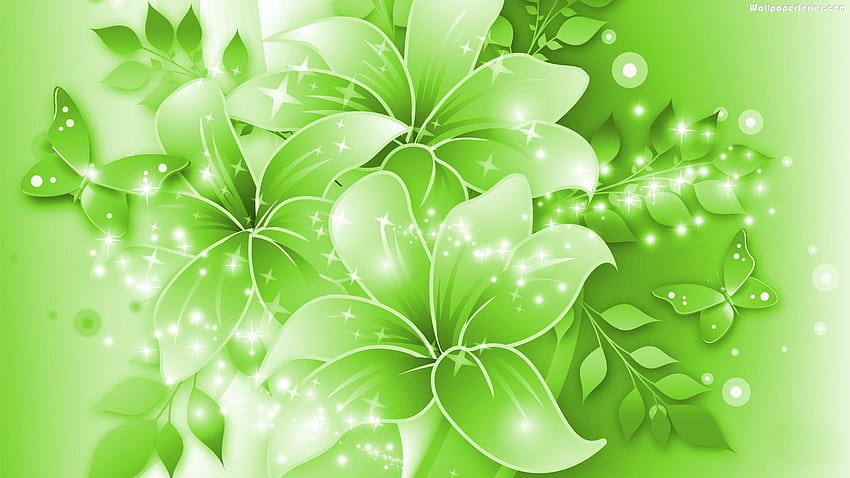 Arrière-plans de fleurs vertes, floral vert esthétique Fond d'écran HD