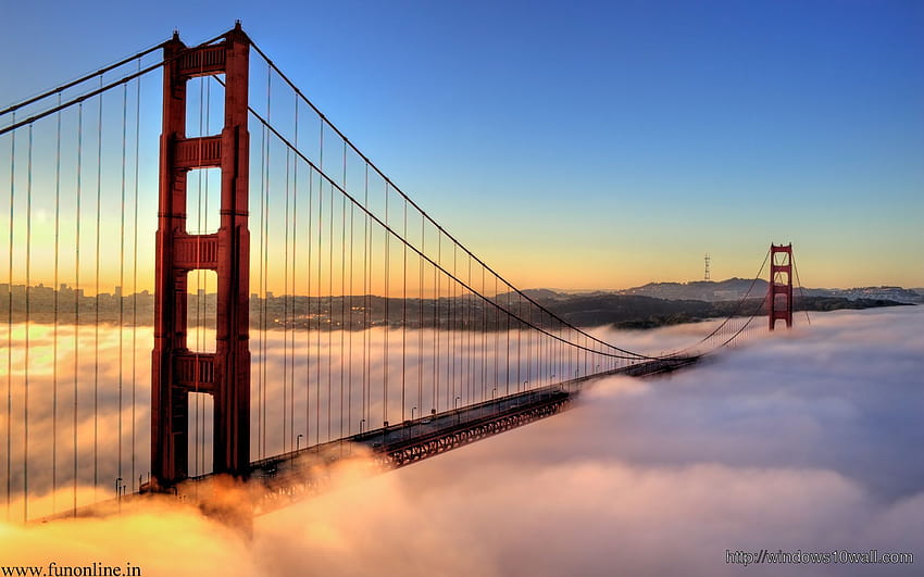 Lever de soleil brumeux sur les arrière-plans du Golden Gate Bridge, lever de soleil brumeux Fond d'écran HD