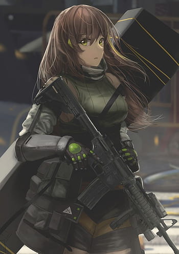 Digital Graphic Anime Girl Blushing in Tactical Gear · Creative Fabrica