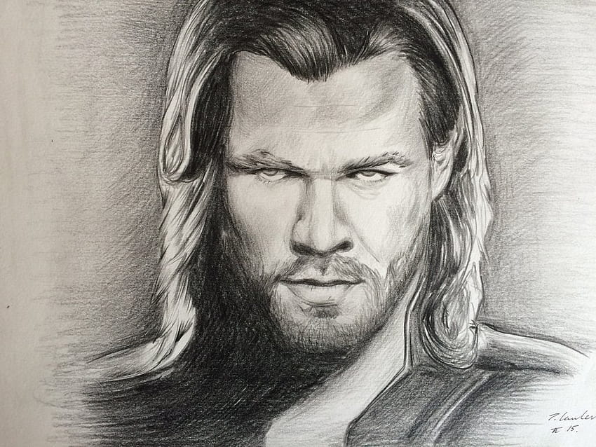 Thor Drawing, Pencil, Sketch, Colorful, Realistic Art, thor sketch HD wallpaper