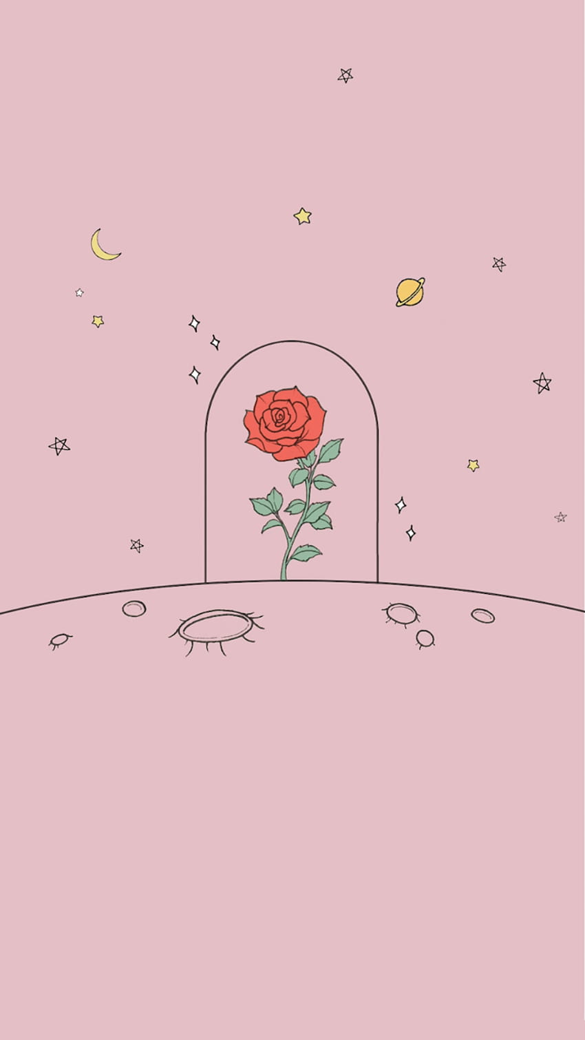 fonds, roses, and the little prince, minimalist flowers drawing HD phone wallpaper