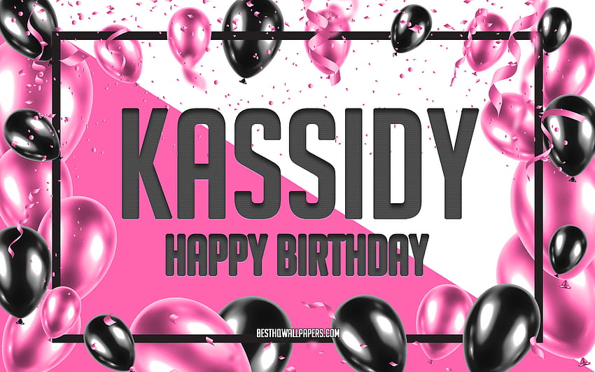 Happy Birtay Kassidy, Birtay Balloons Background, Kassidy, z imionami, Kassidy Happy Birtay, Pink Balloons Birtay Background, kartka z życzeniami, Kassidy Birtay o rozdzielczości 2880x1800. Wysoka jakość Tapeta HD