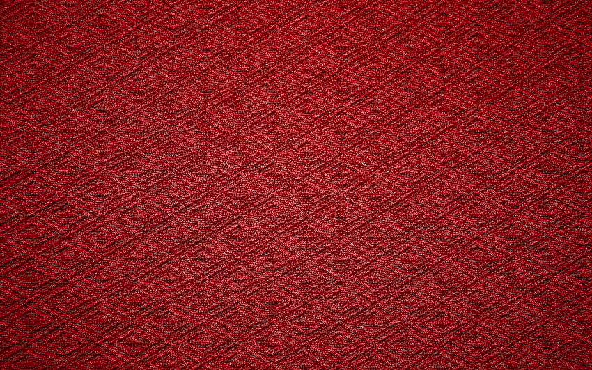 textura de tecido, vintage, losangos, vermelho, pano papel de parede HD
