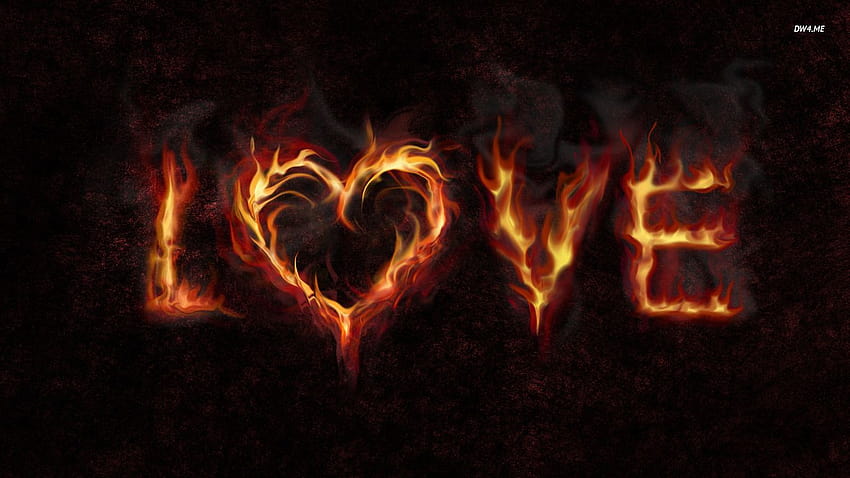 Flaming love, flaming hearts HD wallpaper