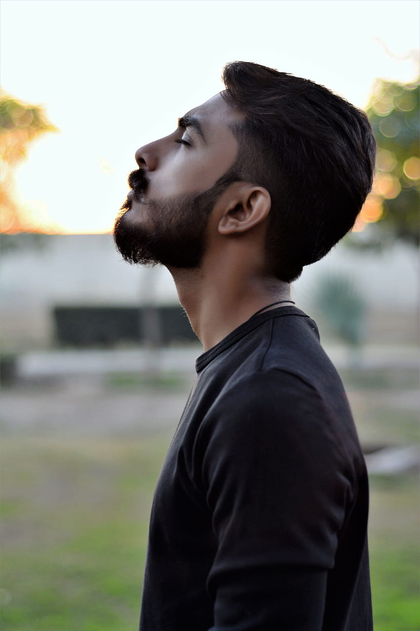 Side View graphy of Man While Closing His Eyes · Stock, beard side view mobile HD phone wallpaper