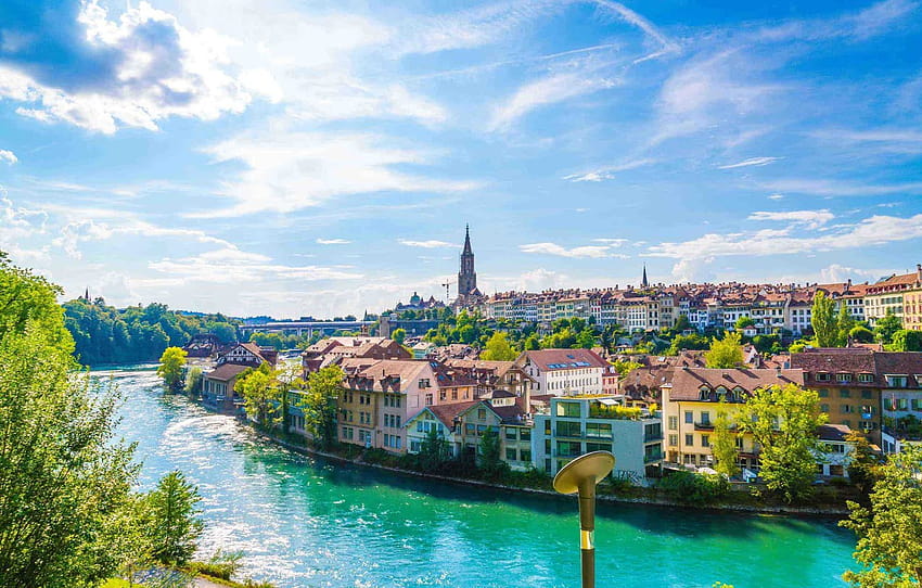 река, Швейцария, Берн, Barengraben , раздел город, берн швейцария HD тапет