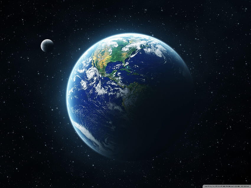 Земя и Луна от Космоса ❤ за Ultra, земен фон HD тапет