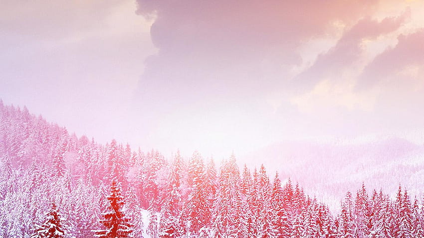 Pink Winter Laptop, pink aesthetic snow landscape HD wallpaper