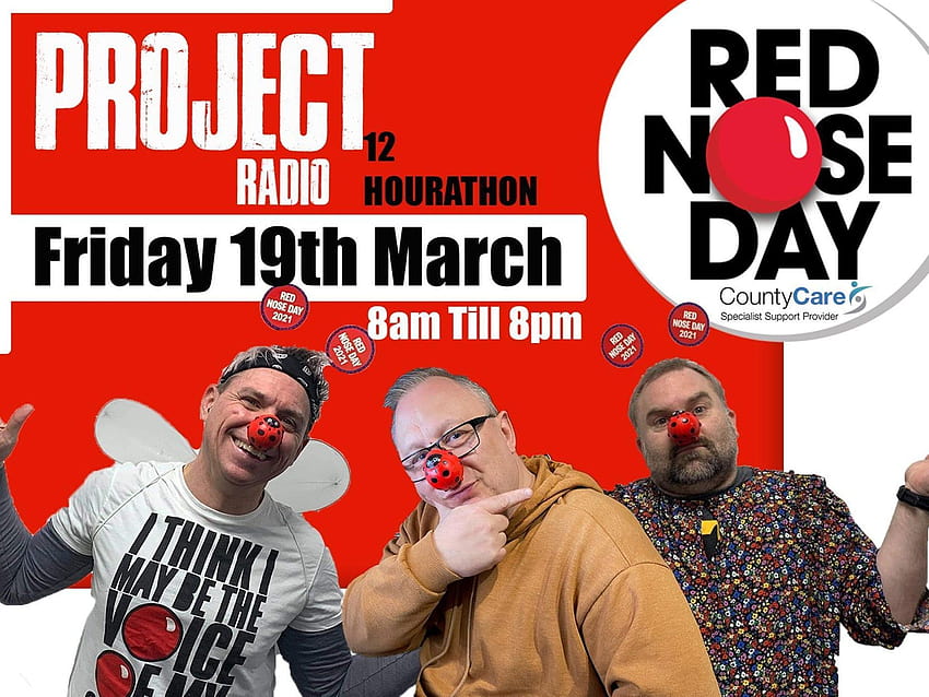 Spendenaktion zum Red Nose Day zur Unterstützung schutzbedürftiger Erwachsener in Skegness HD-Hintergrundbild