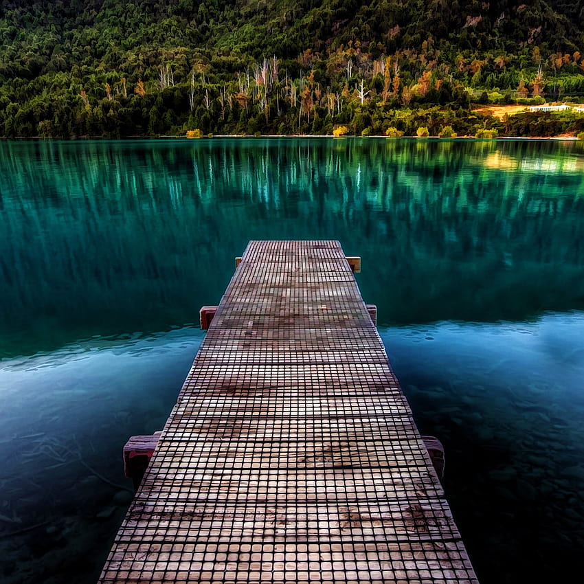 Pure Beautiful Calm Lake Wooden Bridge iPad Air, bridge in the lake HD phone wallpaper