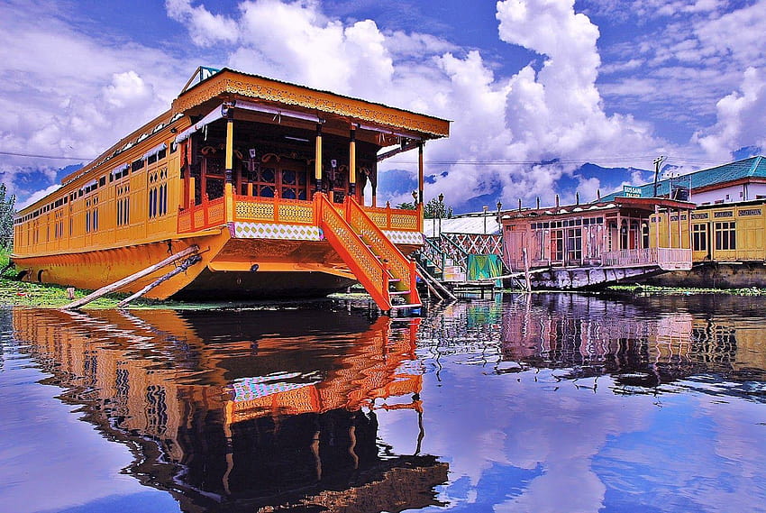 Цял Кашмир Houseboat Dal Lake, Шринагар, Джаму и Кашмир HD тапет
