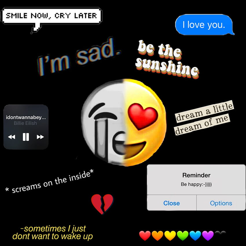 Broken Heart Emoji Depression Aesthetic Sad – 히트, 우울증 이모지 HD 전화 배경 화면