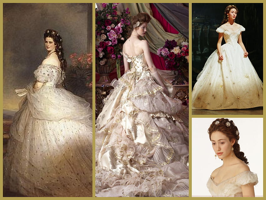 Collage inspirado en el vestido de la princesa Sissi fondo de pantalla