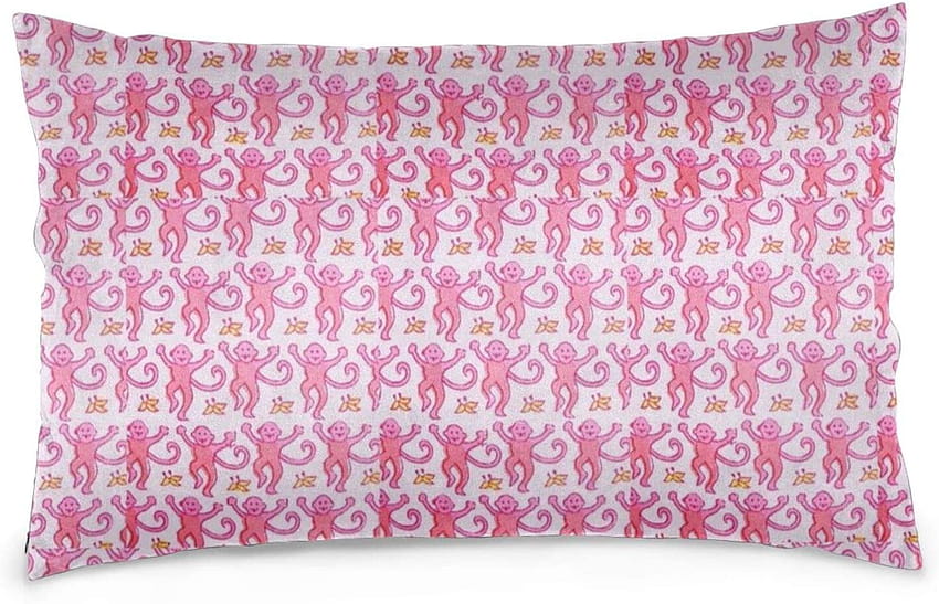 Pink Roller Rabbit Monkeys Правоъгълна калъфка за възглавница Home Decor Лумбална калъфка за възглавница Възглавница за диван, диван, спалня, кола 20x30 инча: Всичко останало HD тапет