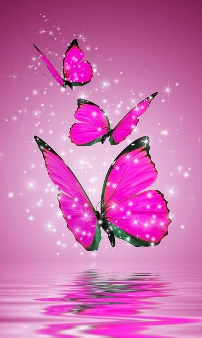 Розови пеперуди, диамантена пеперуда HD тапет за телефон