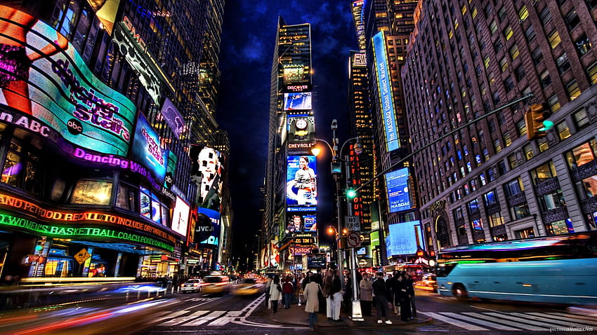 夜のニューヨーク市、ニューヨークの夜のコンピューター 高画質の壁紙