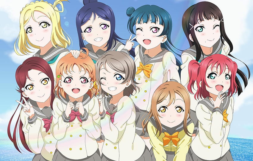 Summer, Girls, Group, Love Live School, anime cinta musim panas Wallpaper HD