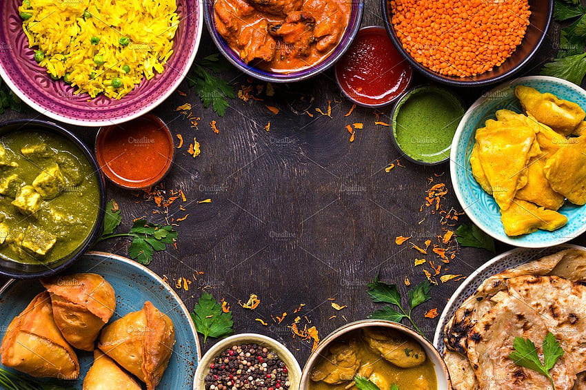 Indische Essenshintergründe, südindisches Essen HD-Hintergrundbild