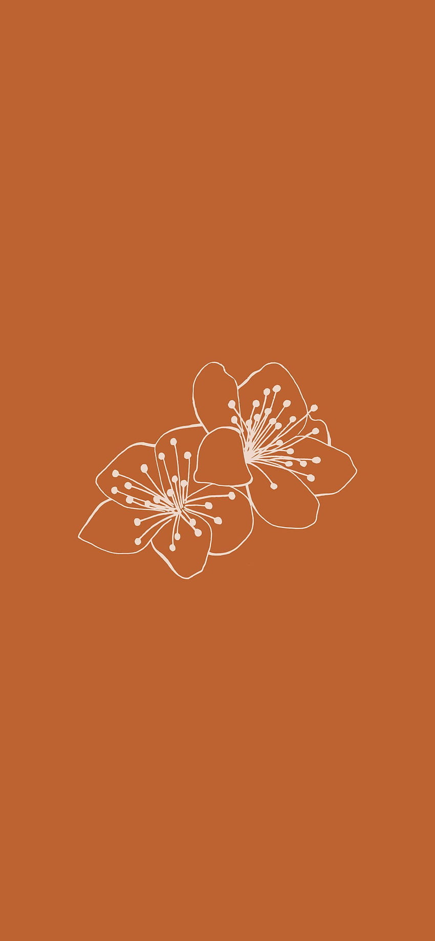 Ícones estéticos de destaque da história do Instagram. Florais de laranja queimados, flores Boho, folhas. Bota… Papel de parede de celular HD