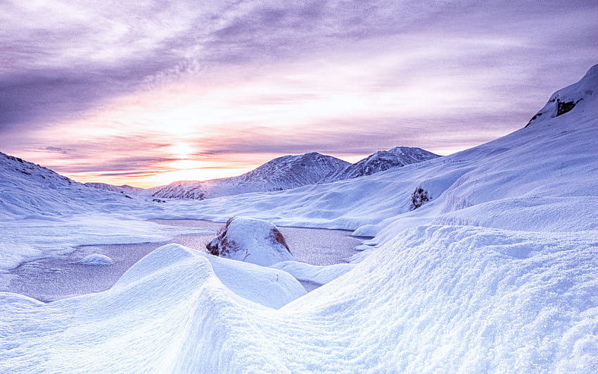 Snow, Mountains, Dawn, Scotland, highlands winter HD wallpaper