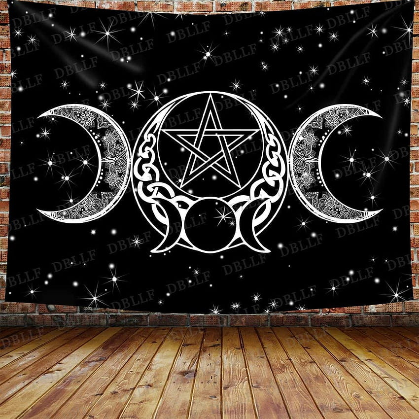 DBLLF Wicca Witch Wiccan Tapestry Triple Moon Pentagram Wall Tapestry, Flannel Art Large Tapestries Trippy Pagan Witch Tapestry Wall Hanging, for Home Decor HD phone wallpaper
