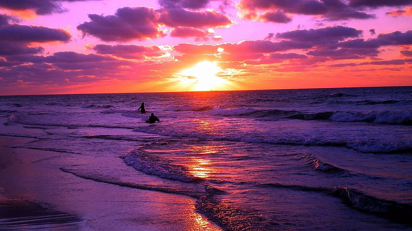 Beach Sunset, sunset at the coast HD wallpaper