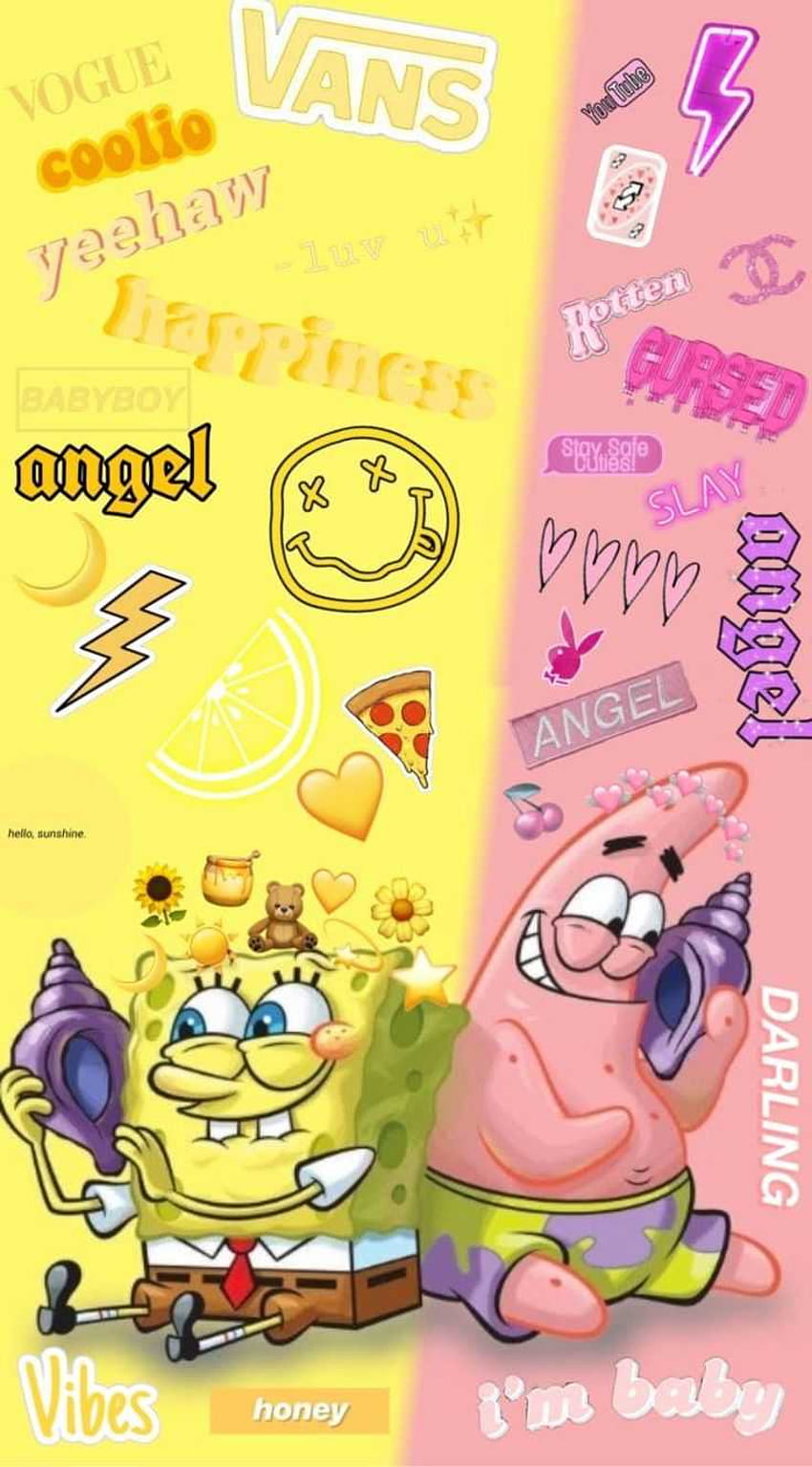 Najlepsi przyjaciele SpongeBob i Patryk, najlepsi przyjaciele estetyczni Tapeta na telefon HD