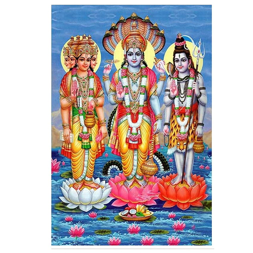 Brahma, Vishnu, Mahesh, Tela, Vinile, Stampa artistica, Dio indù, brahma vishnu mahesh Sfondo del telefono HD