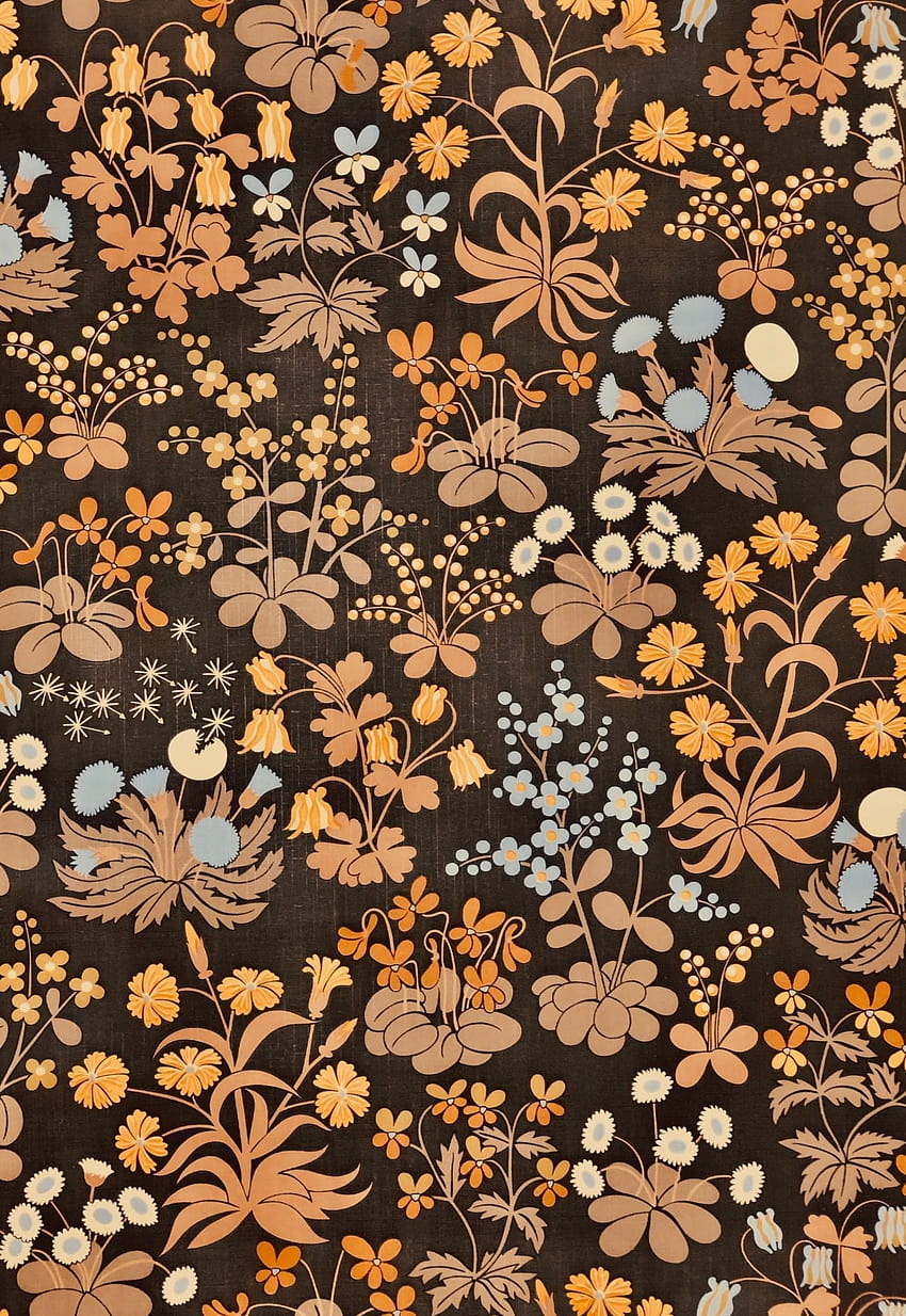 vintage padrão,marrom,laranja,design floral,folha,bege,têxtil,planta,artes visuais,marrom vintage Papel de parede de celular HD