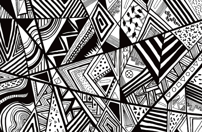 Dessins abstraits en noir et blanc Arrière-plans aztèques noirs et blancs, arrière-plan abstrait noir et blanc Fond d'écran HD
