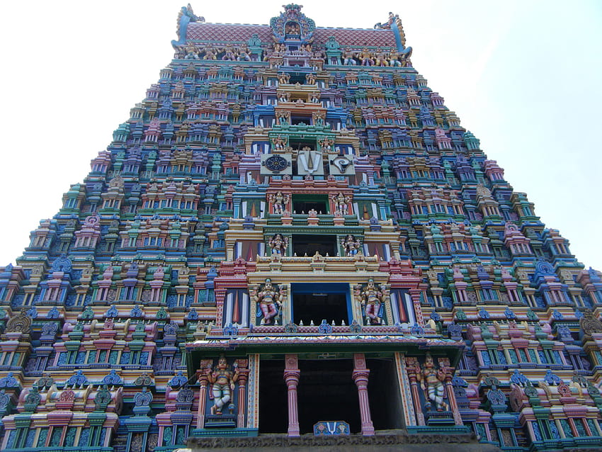 Srivilliputhur Andal Temple, Tamilnadu. Ta słynna świątynia jest jedną ze 108 Divya Desams Pana Wisznu. Ta świątynia gopuram… Tapeta HD