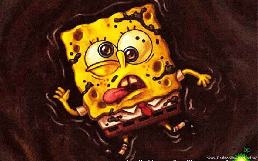 Naoliwiony SpongeBob Kanciastoporty Wyciek ropy Tapeta HD