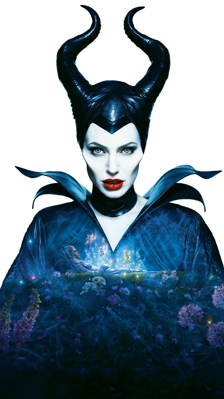 Czarownica Angelina Jolie Rogi Fairy Tail iPhone 8, czarownica halloween Tapeta na telefon HD