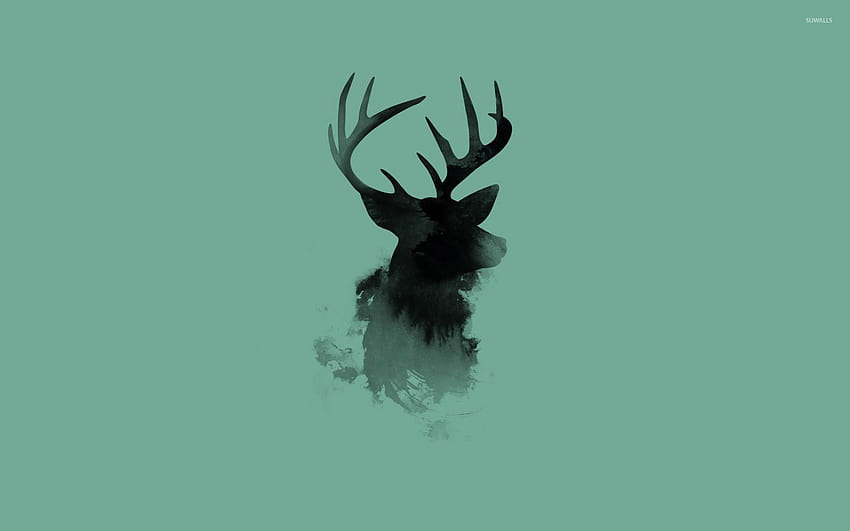Stag Head Silhouette, deer head HD wallpaper