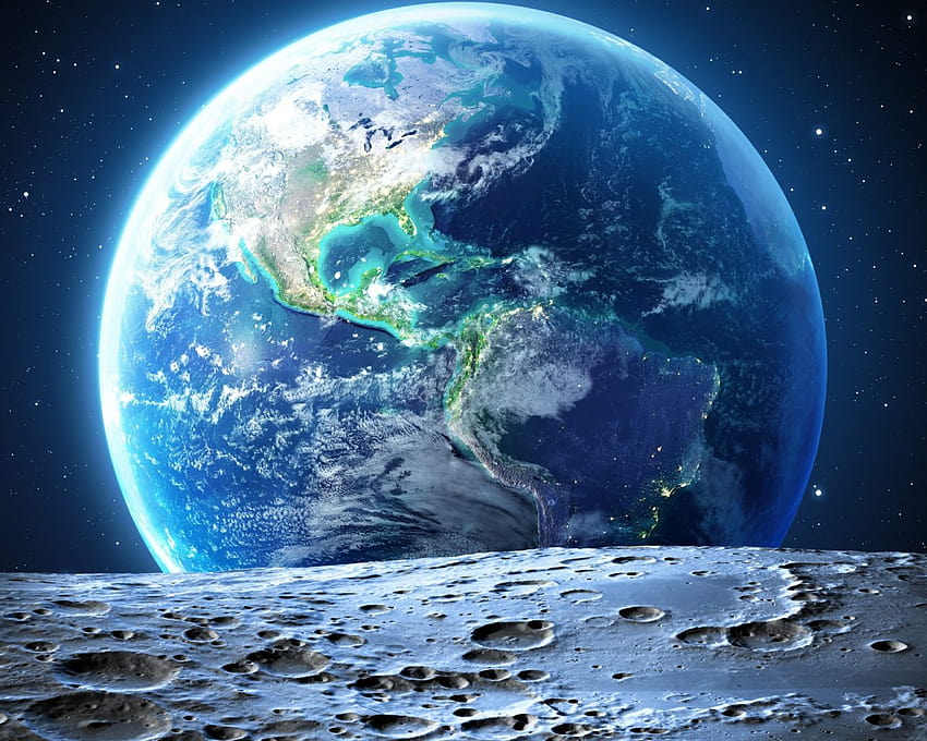 Earth The Blue Planet มุมมองจากดวงจันทร์อเมริกาเหนือและใต้ Ultra For & Mobiles 3840x2160 : 13 วอลล์เปเปอร์ HD