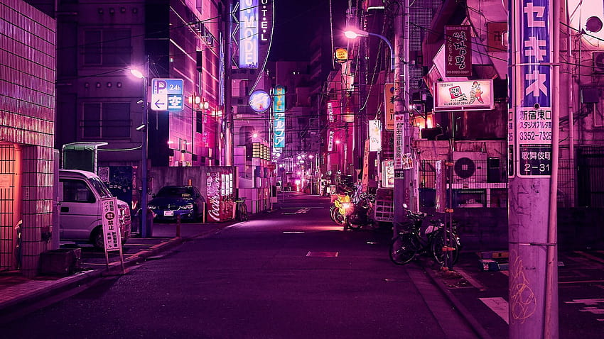 보라색 도쿄 시티, 레트로 도쿄 PS4 HD 월페이퍼