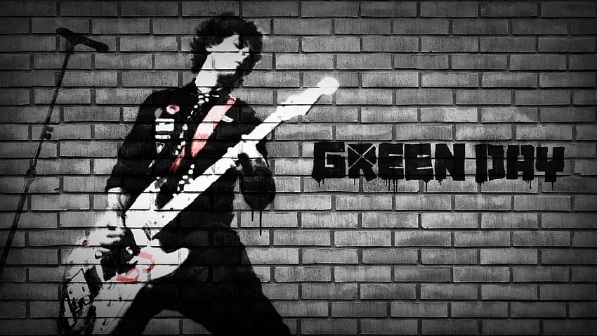 Billie Joe Armstrong com uma guitarra do Green Day papel de parede HD