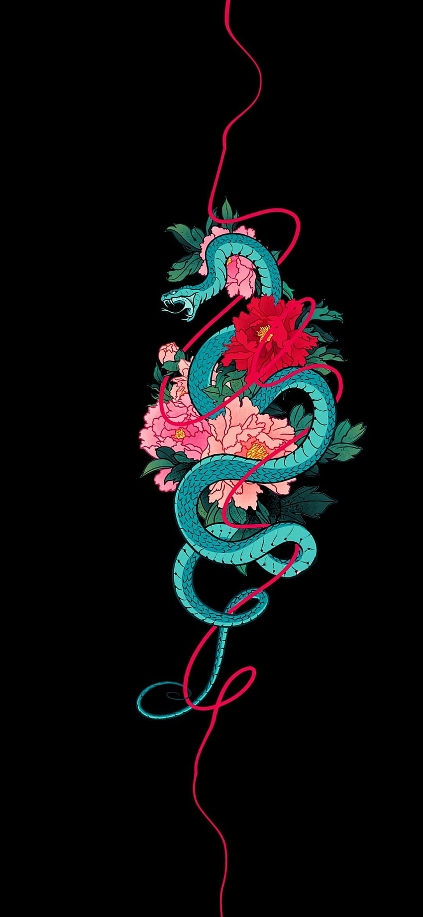 Floral Snake AMOLED 10802340, татуировка на змия HD тапет за телефон