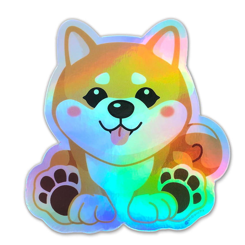 Shiba Inu Holographic Colorful Shiny Stickers INSTACTIONS CHAPARICHY GIFTS SHOP Floofyfluff