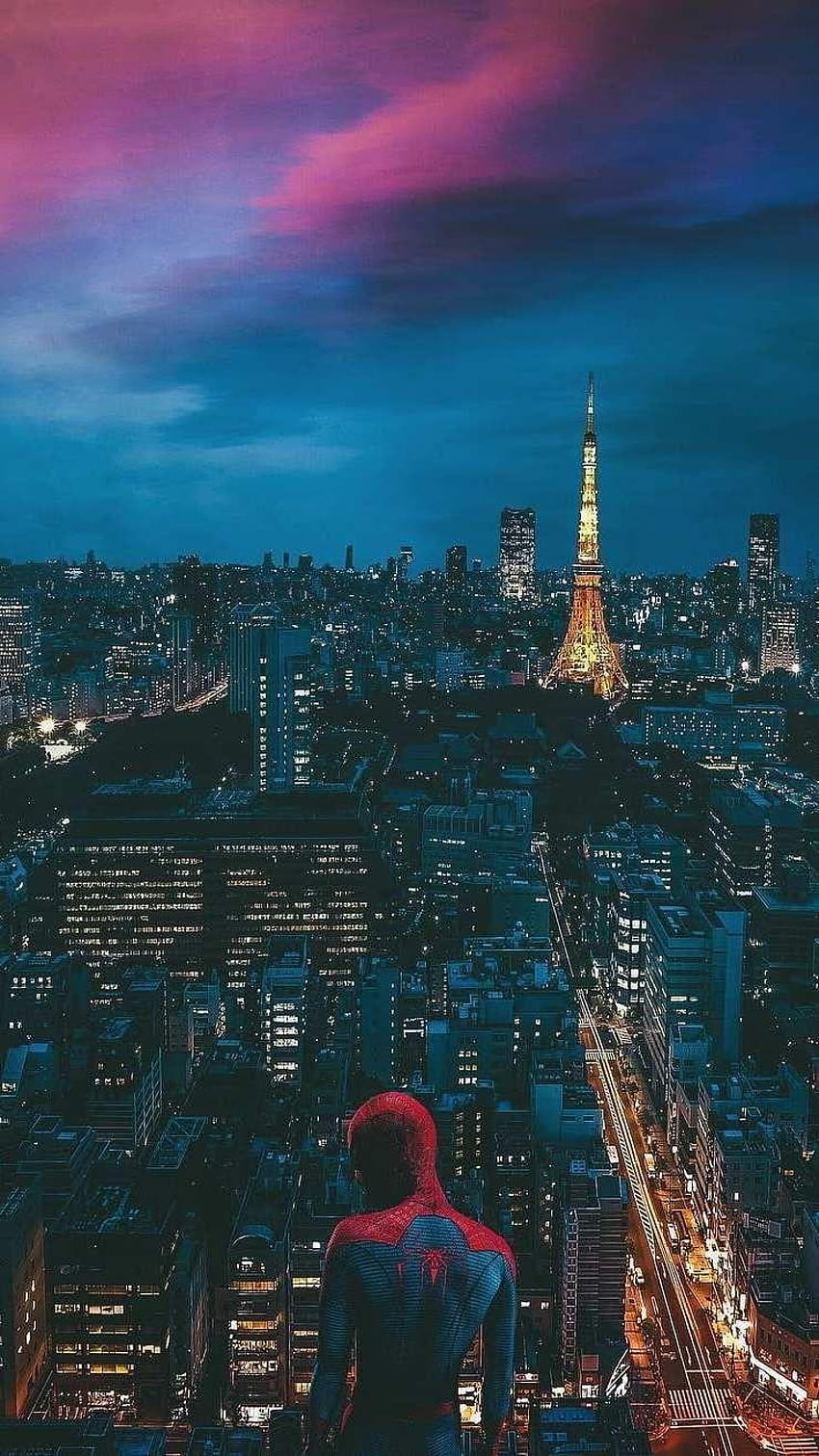 Spiderman in City iPhone, uomo ragno triste Sfondo del telefono HD