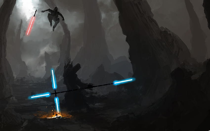 Sith Lightsaber Duel Art, duelo de sabre de luz de Star Wars papel de parede HD