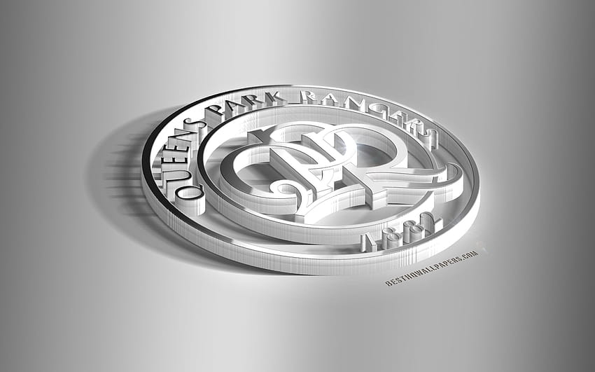 Queens Park Rangers FC, QPR, logo in acciaio 3D, club di calcio inglese, emblema 3D, Hammersmith, Inghilterra, Regno Unito, emblema in metallo QPR FC, campionato, calcio, arte 3d con risoluzione 2560x1600. Alto Sfondo HD