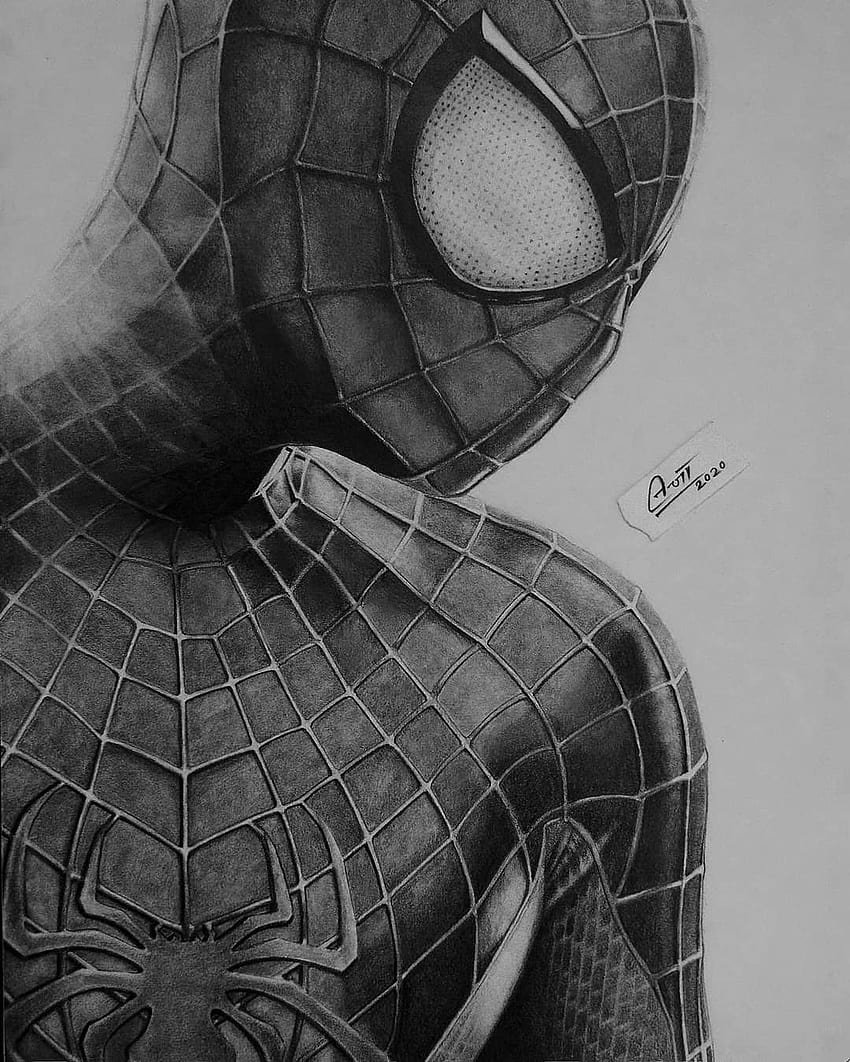 Spider-man Pencil Drawing Portrait Print - Etsy