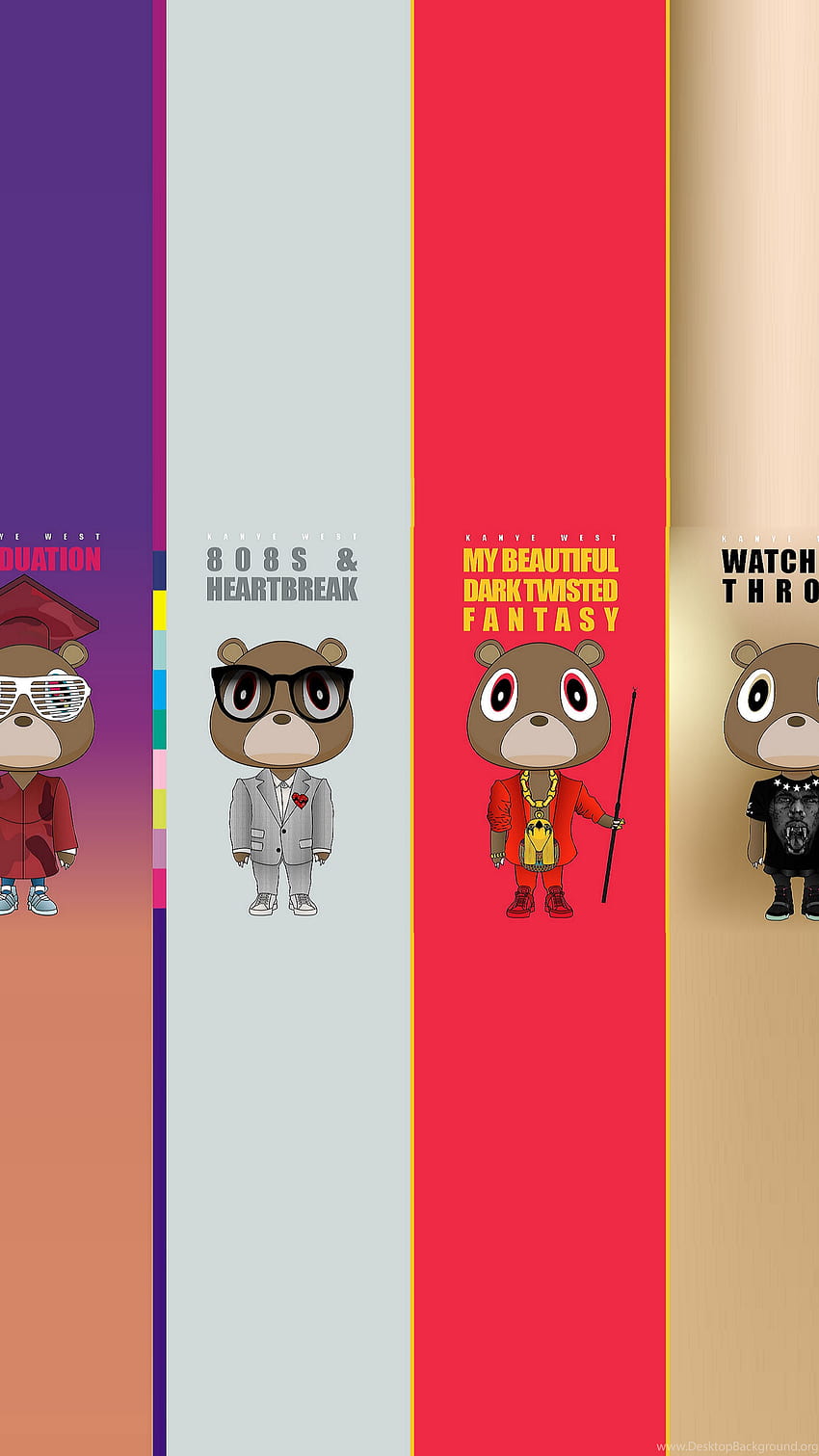 Download Kanye West Bear Standing Album Names Wallpaper  Wallpaperscom